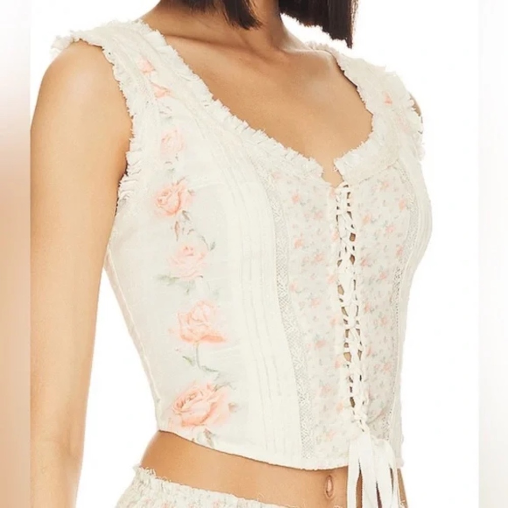 NWT LoveShackFancy Corvelle Bustier Top Sz 8 Hazy Sun